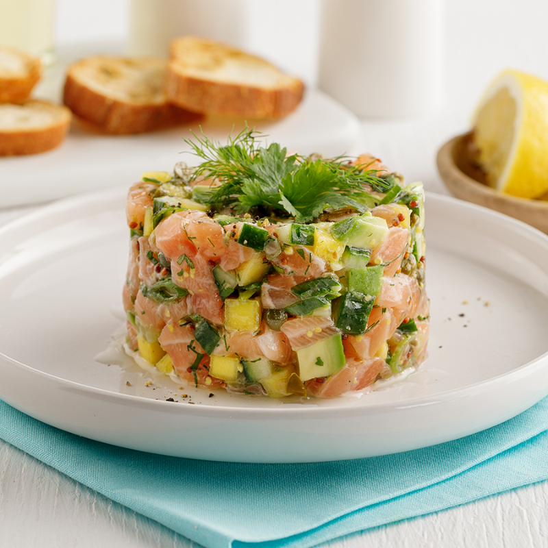 Tartare de saumon à la mangue